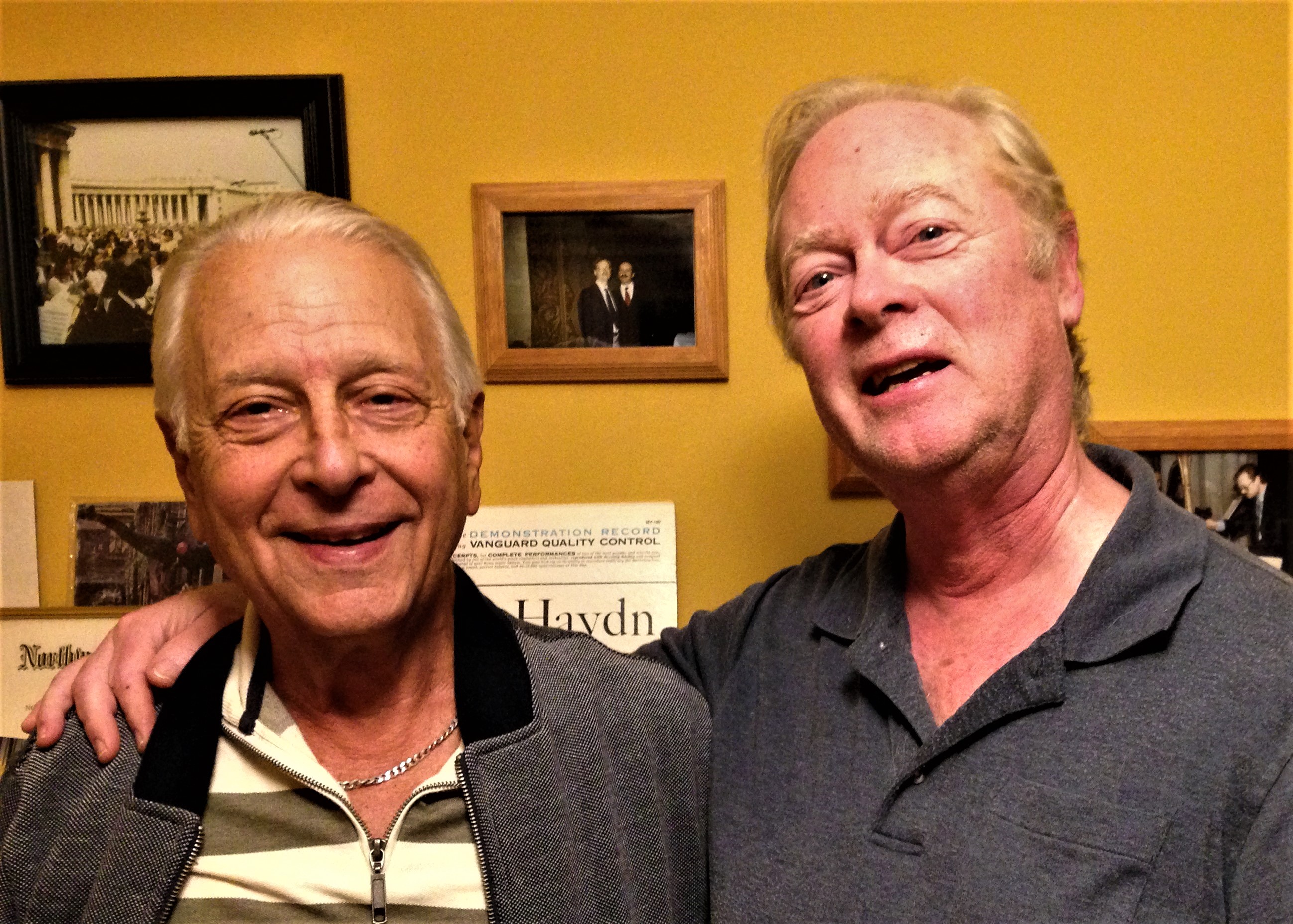 Dr. Peter Schoenbach and Dr. Morris, standing in Dr. Morris' office.